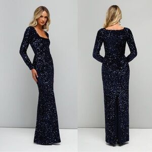 Helsi Jamie Navy Sequin Gown Medium